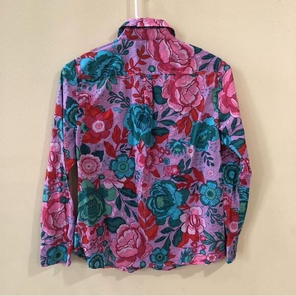 Talbots Cotton Button Front Shirt in Sketched Blooms - Picture 4 of 6